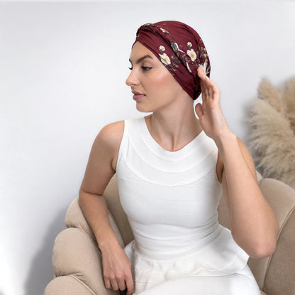 Turban med fläta – röd