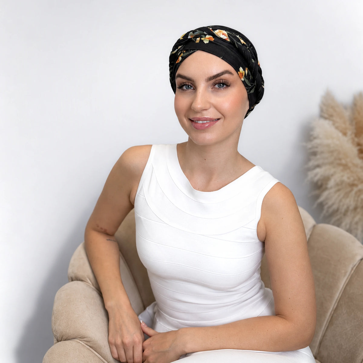 Turban med fläta – svart