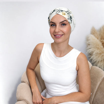 Turban med fläta – vit