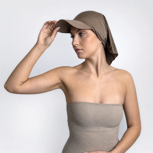 Turban med solskärm – beige