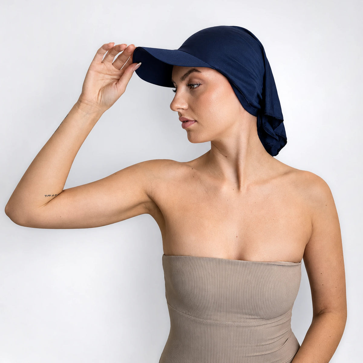 Turban med solskärm – blå