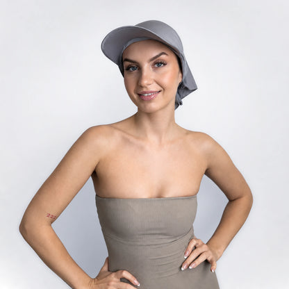 Turban med solskärm – grå