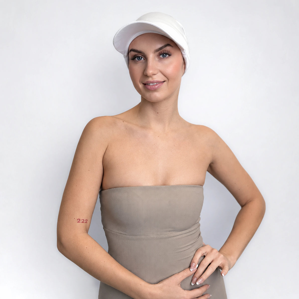 Turban med solskärm – vit