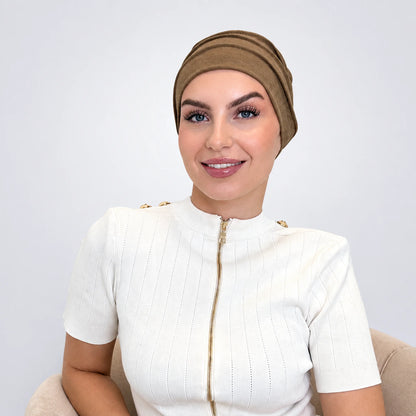 Turban med volanger – brun