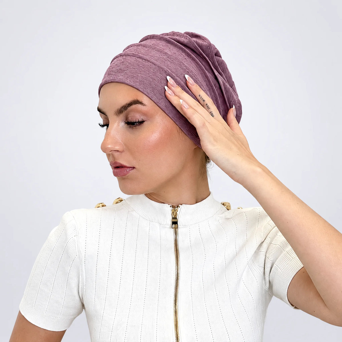 Turban med volanger – lila