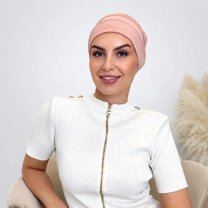 Turban med volanger – ljusrosa