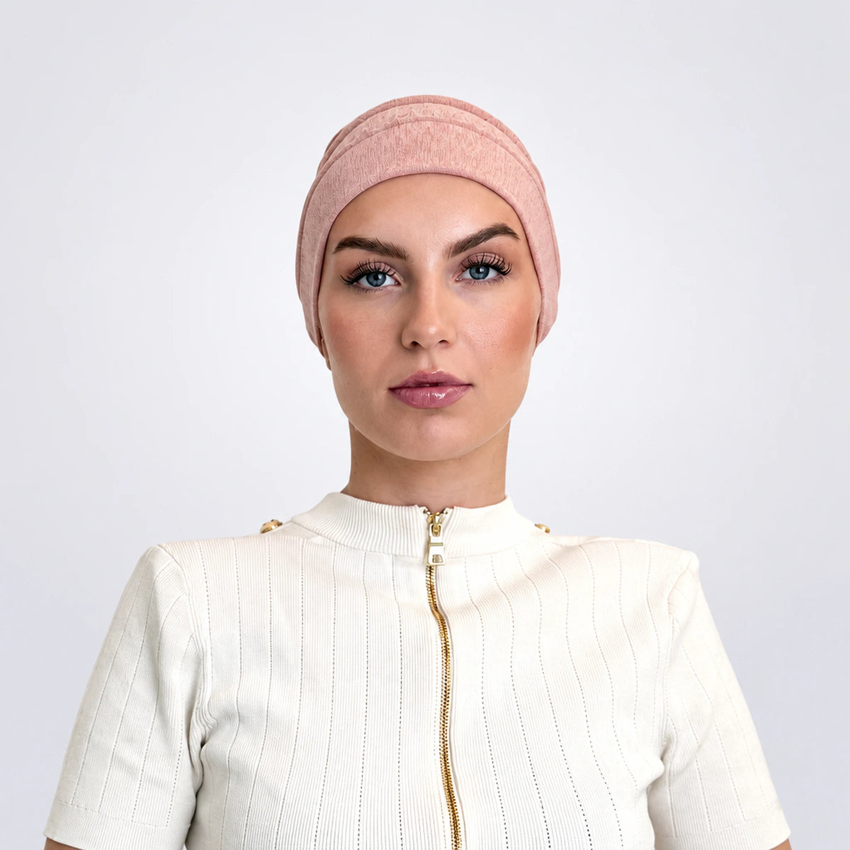 Turban med volanger – ljusrosa