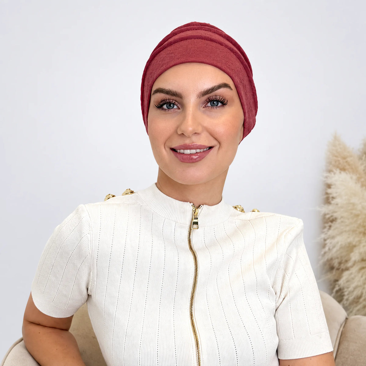 Turban med volanger – rosa