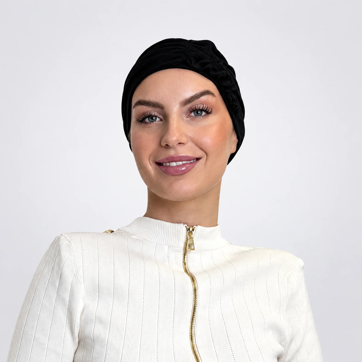 Turban med volanger – svart
