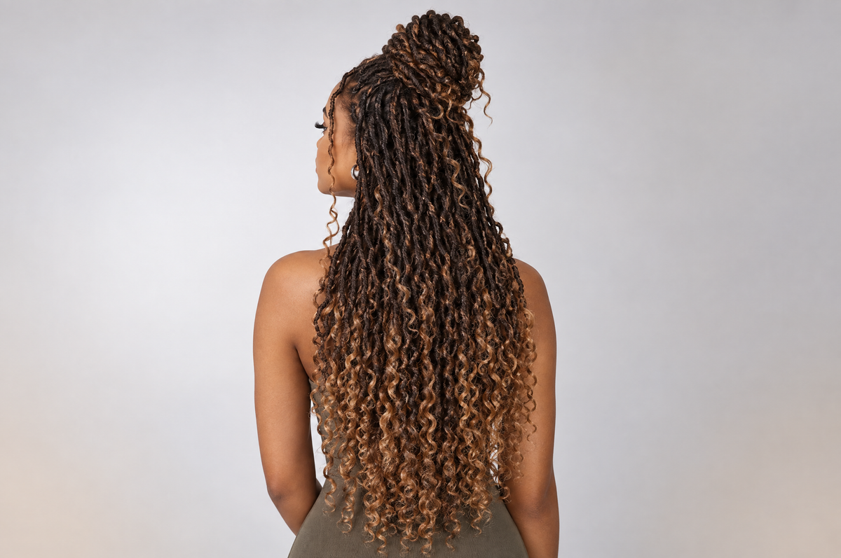 Crochet locs med lockiga toppar