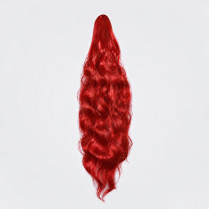 Vegan Ponytail – Volym Vågig, Fire Red